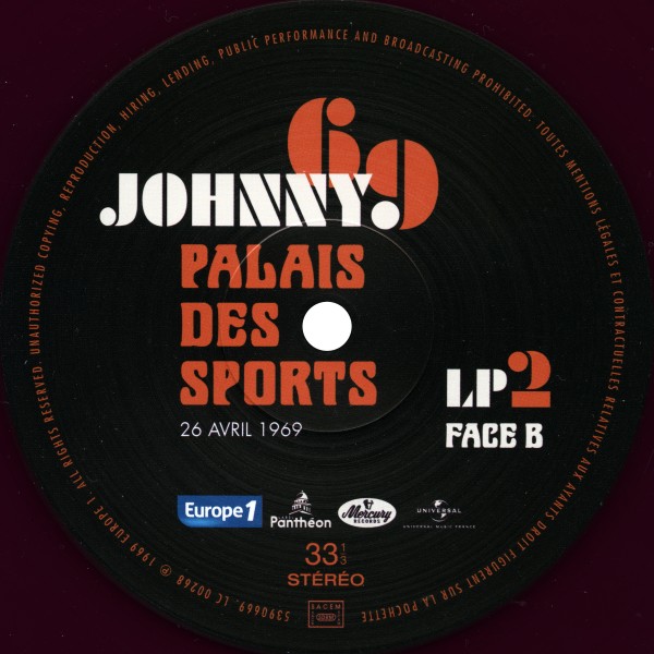 LP Johnny 69 Palais des Sports 26 avril 1969  Universal 539 0967