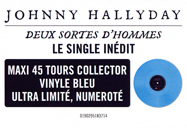 Maxi 45 T. Deux sortes d'hommes bleu Warner 0190295183714