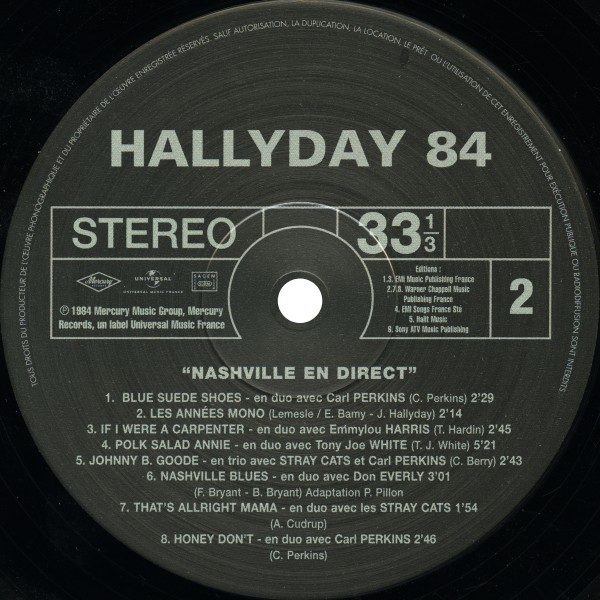 LP Hallyday 84 Nashville en direct Hachette M01372 - 23 - F