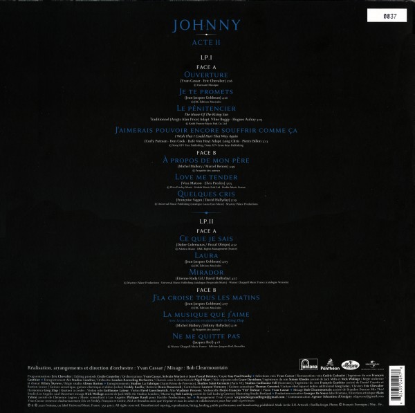 Double LP Johnny Acte II Universal Fnac 352 409-7