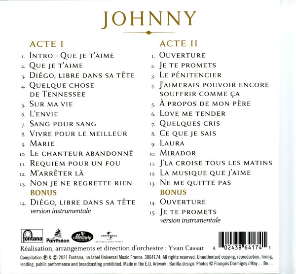 Double CD Johnny Acte I - Acte II Universal 38 64173