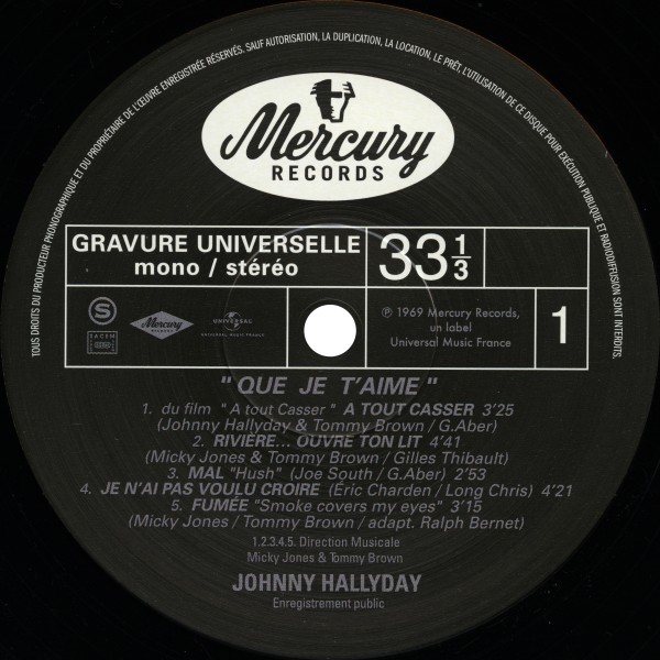 LP Que je t'aime Palais des Sports 1969 Hachette M 01372 - 33 - F