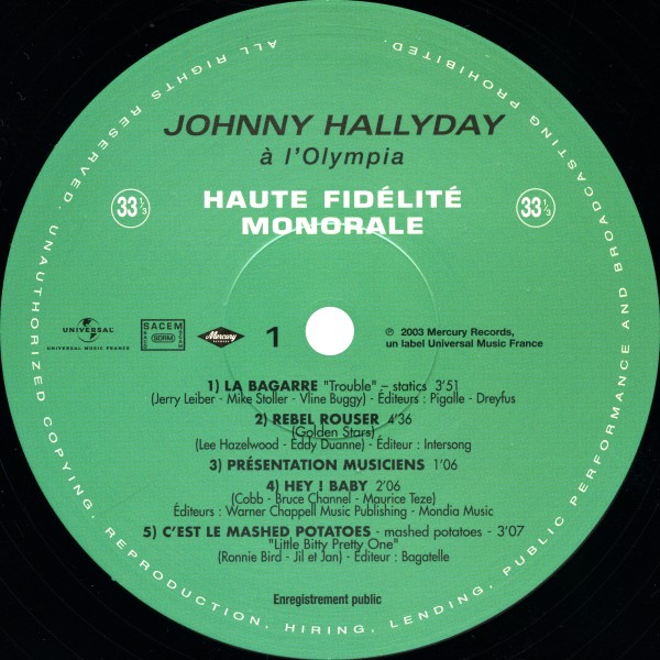 LP Johnny  l'Olympia  Hachette M0 1372 - 39 - F