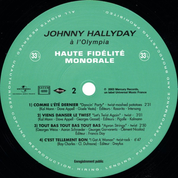 LP Johnny  l'Olympia  Hachette M0 1372 - 39 - F