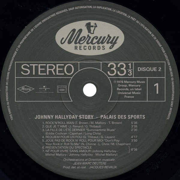 LP Johnny Hallyday Story Palais des Sports Hachette M 01372 - 45 - F
