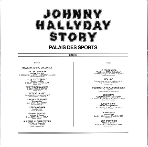 LP Johnny Hallyday Story Palais des Sports Hachette M 01372 - 45 - F
