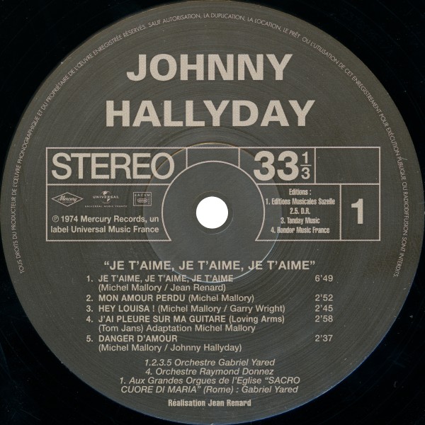 LP Je t'aime, je t'aime, je t'aime  Hachette M 01372 - 53 - F