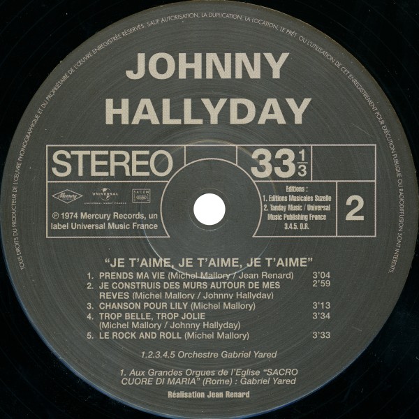 LP Je t'aime, je t'aime, je t'aime  Hachette M 01372 - 53 - F