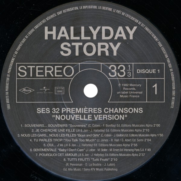 LP Hallyday story Ses 32 premières chansons nouvelle version Hachette M 0 1372 - 66 -F