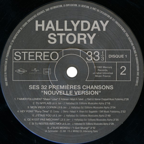 LP Hallyday story Ses 32 premières chansons nouvelle version Hachette M 0 1372 - 66 -F