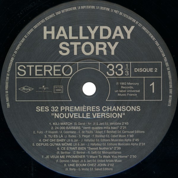 LP Hallyday story Ses 32 premières chansons nouvelle version Hachette M 0 1372 - 66 -F