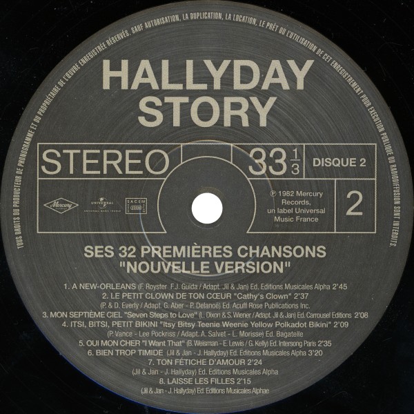 LP Hallyday story Ses 32 premières chansons nouvelle version Hachette M 0 1372 - 66 -F
