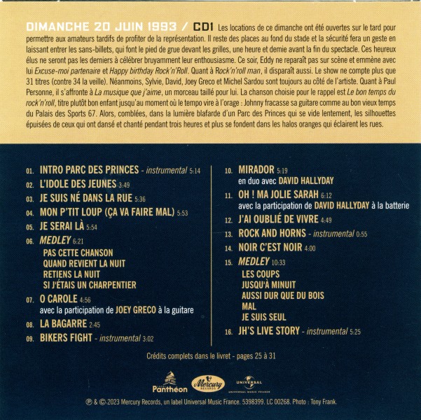 Coffret 9 CD 1 DVD Parc des Princes 93 Universal 539 8392