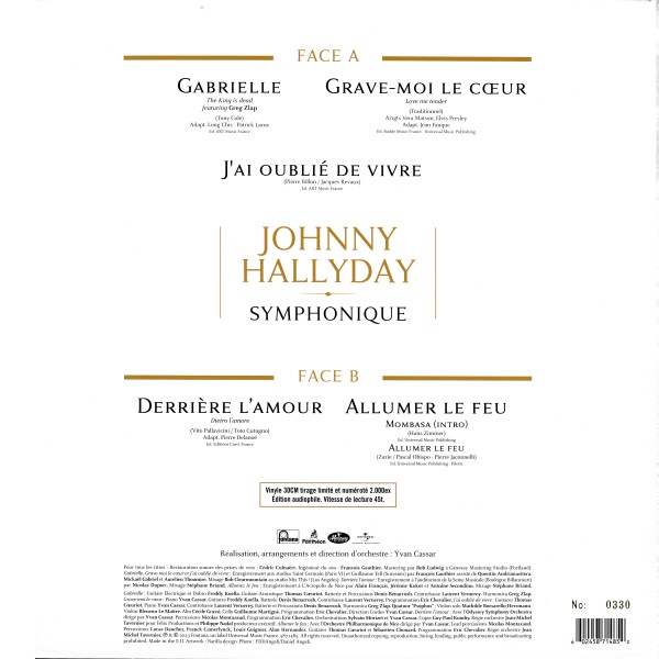 EP maxi Uuiversal 587 1485 noir Johnny Hallyday Symphonique