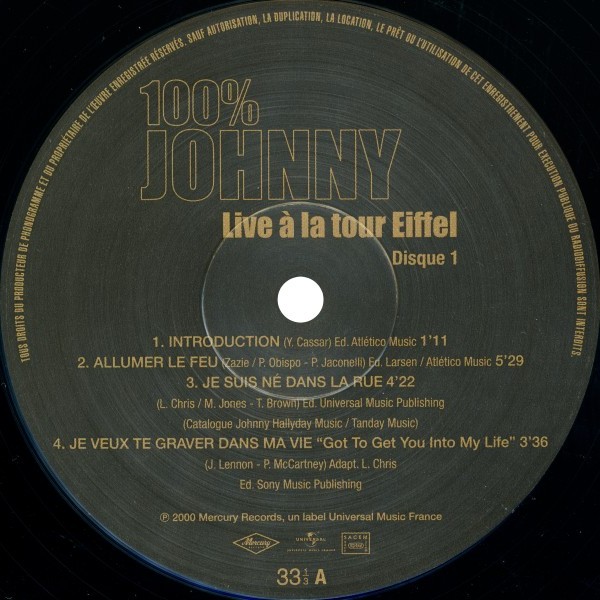 LP 100% Johnny Live  la tour Eiffel  Hachette M 0 1372 - 74 - F