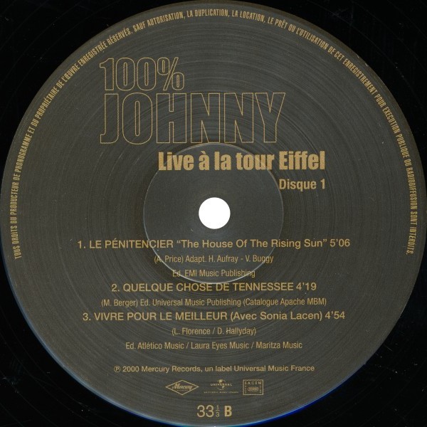 LP 100% Johnny Live  la tour Eiffel  Hachette M 0 1372 - 74 - F