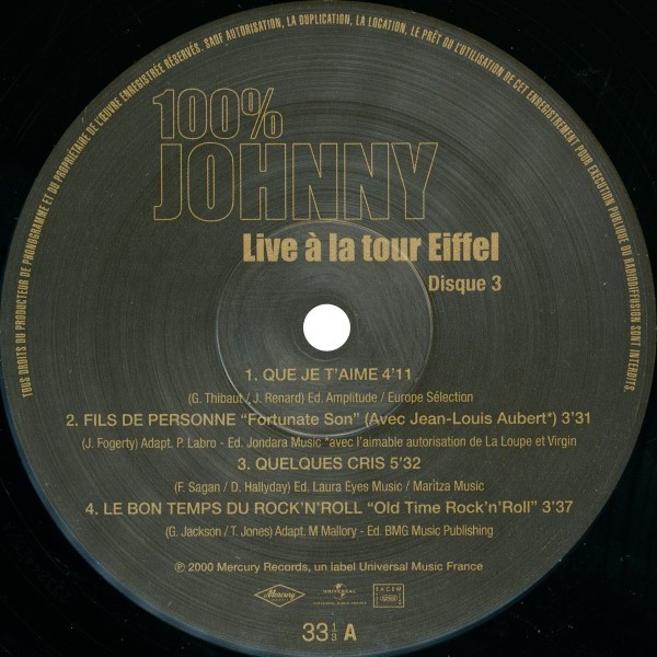 LP 100% Johnny Live  la tour Eiffel  Hachette M 0 1372 - 74 - F