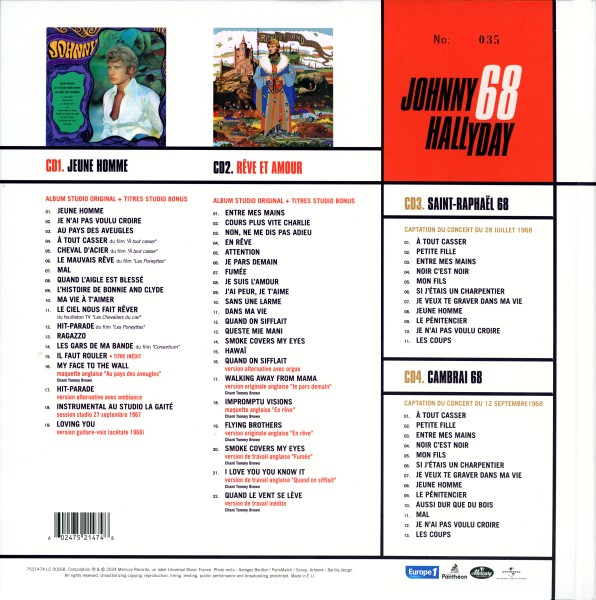 Livre-CD Johnny 68 Jeune homme - Rve et amour Universal 7521 474