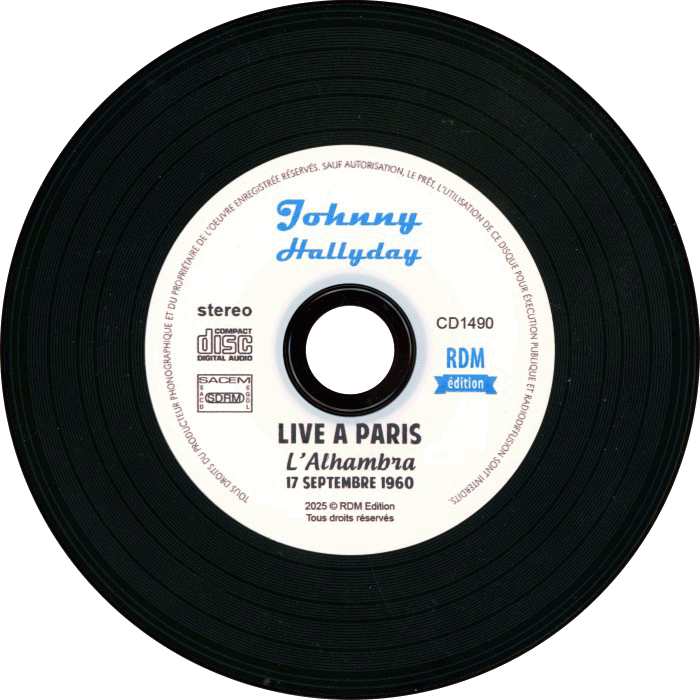 CD Live  Paris L'Alhambra 17 septembre 1960  RDM Edition CD1490