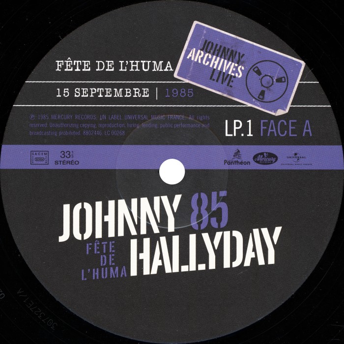 LP Johnny 85 F�te de l'huma 15 septembre 1985 Universal 8802 444