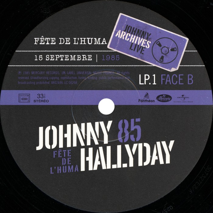 LP Johnny 85 F�te de l'huma 15 septembre 1985 Universal 8802 444