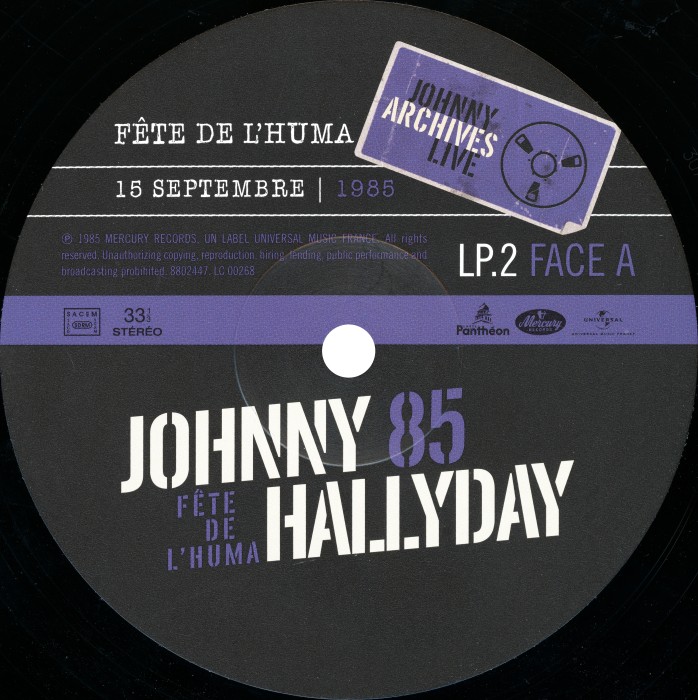 LP Johnny 85 F�te de l'huma 15 septembre 1985 Universal 8802 444