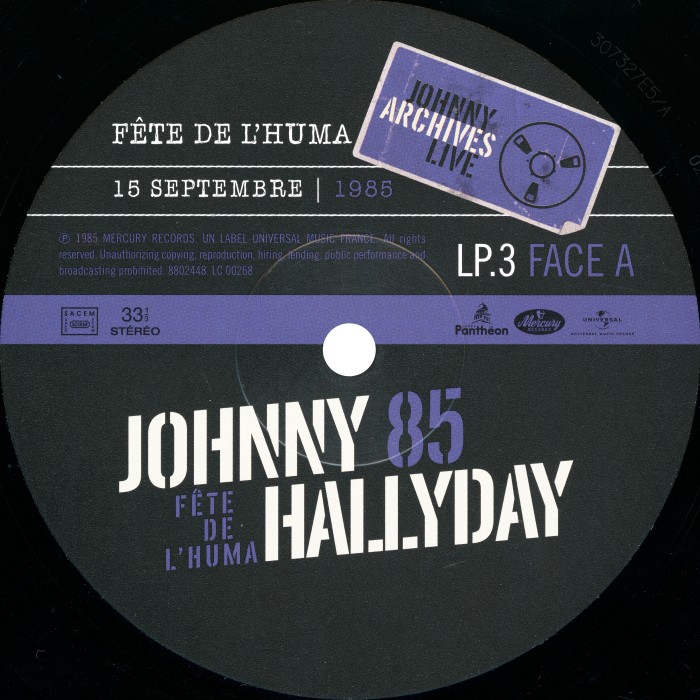 LP Johnny 85 F�te de l'huma 15 septembre 1985 Universal 8802 444