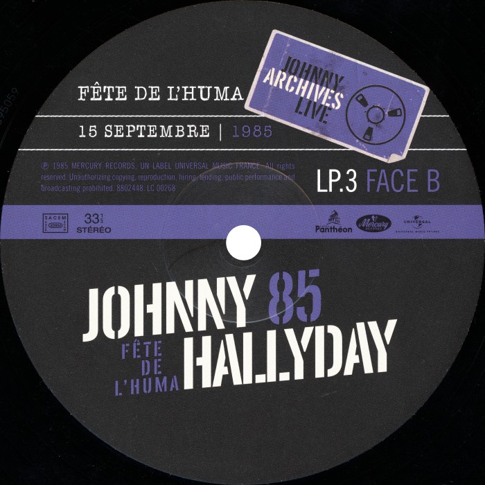 LP Johnny 85 F�te de l'huma 15 septembre 1985 Universal 8802 444