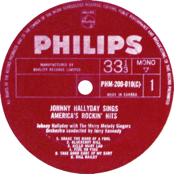 LP Philips PHM-200-019 Johnny Hallyday Sings America's rockin' hits