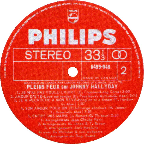 LP Philips 6641 022 Pleins feux sur Johnny Hallyday